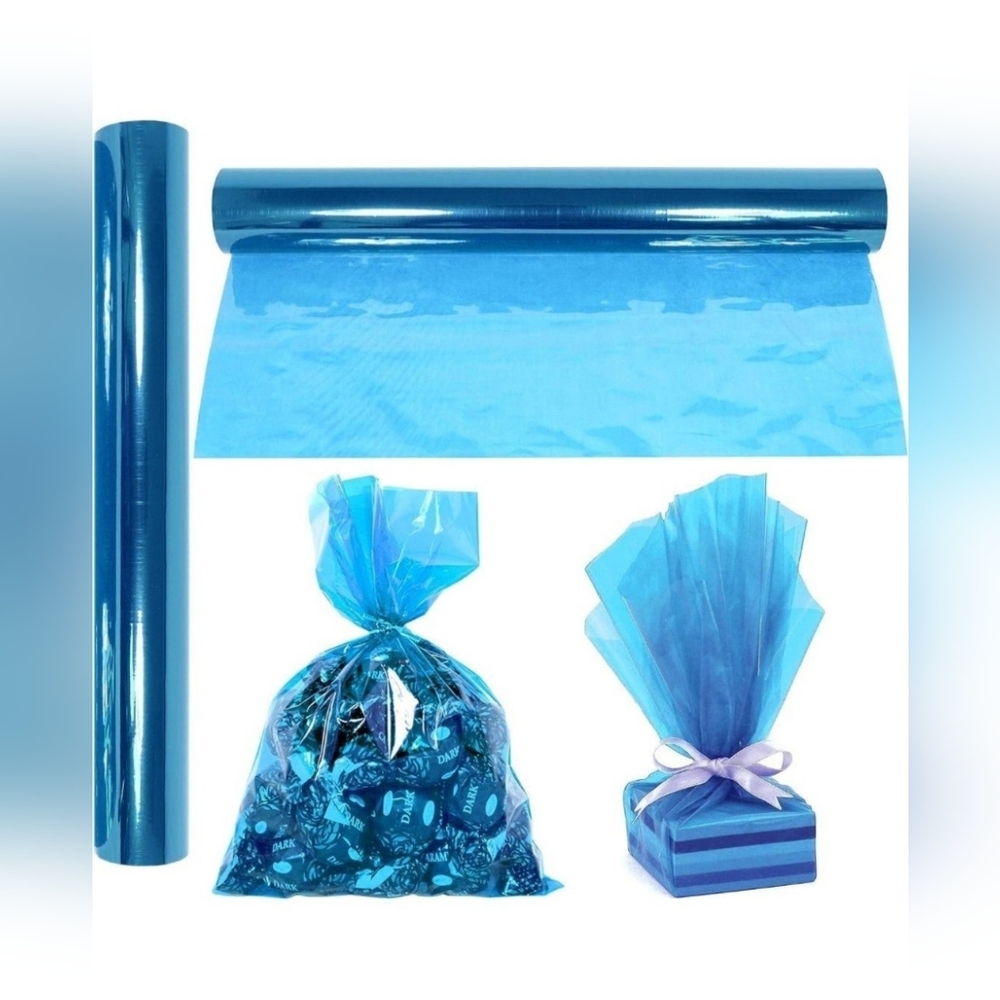 Cellophane Wrap Roll 16" x 100 Feet Blue Brand New